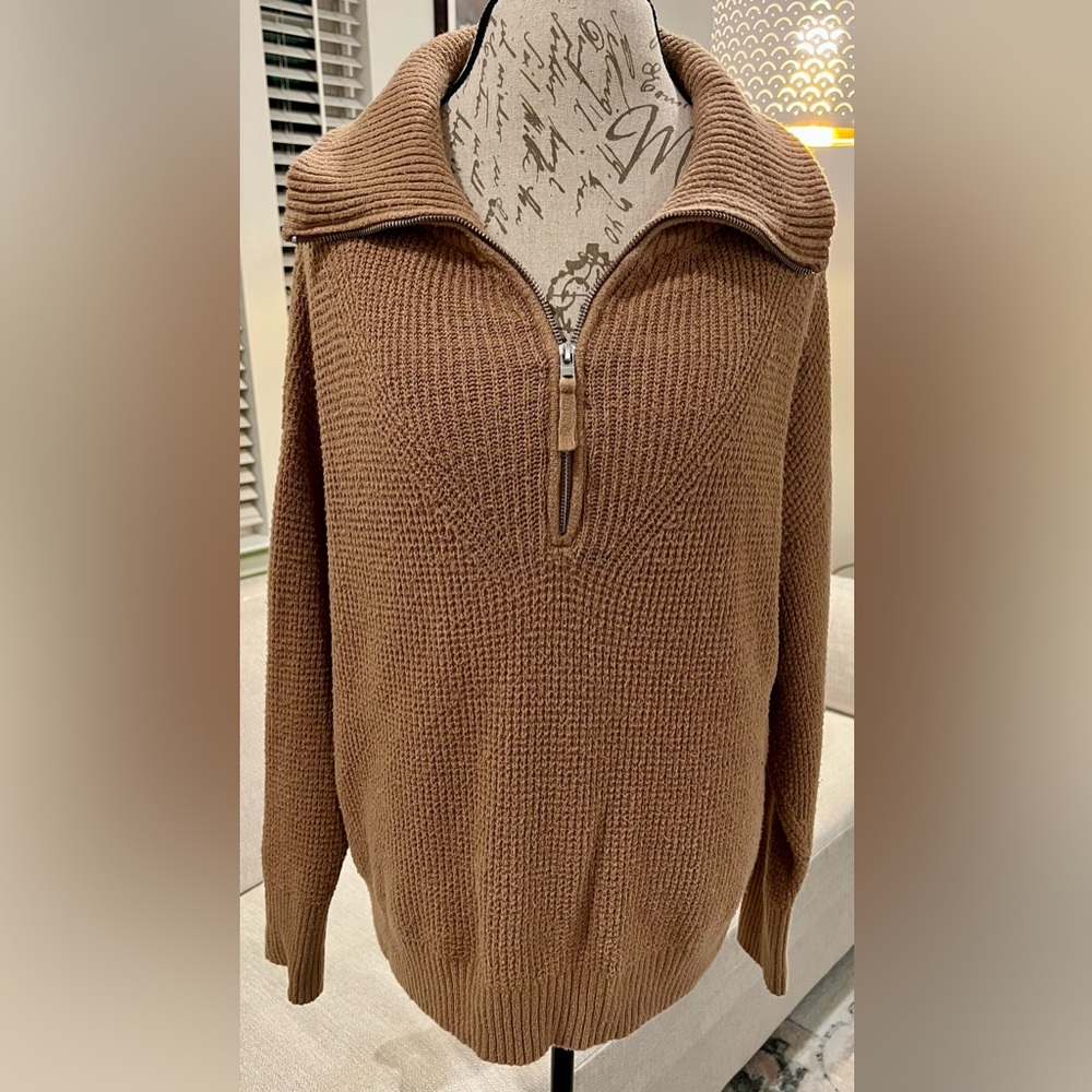 Aerie Brown Half-Zip Sweater